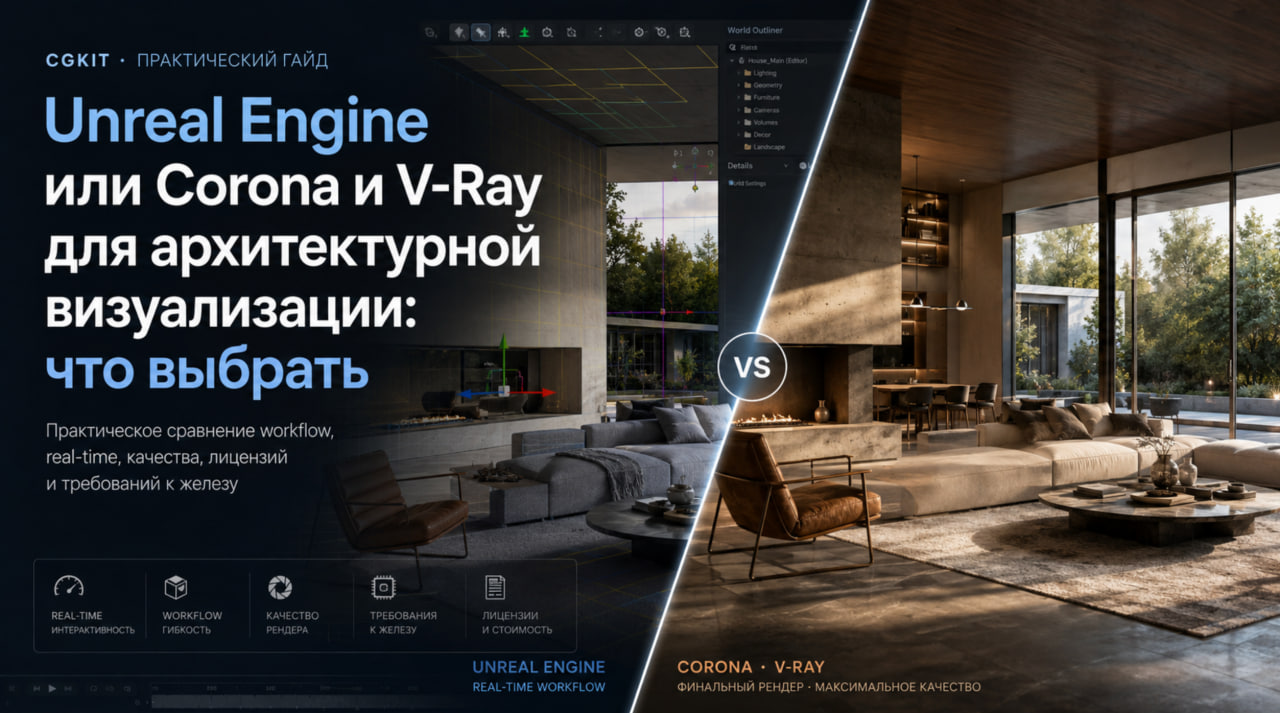 Unreal Engine или Corona и V-Ray для архитектурной визуализации: что выбрaть